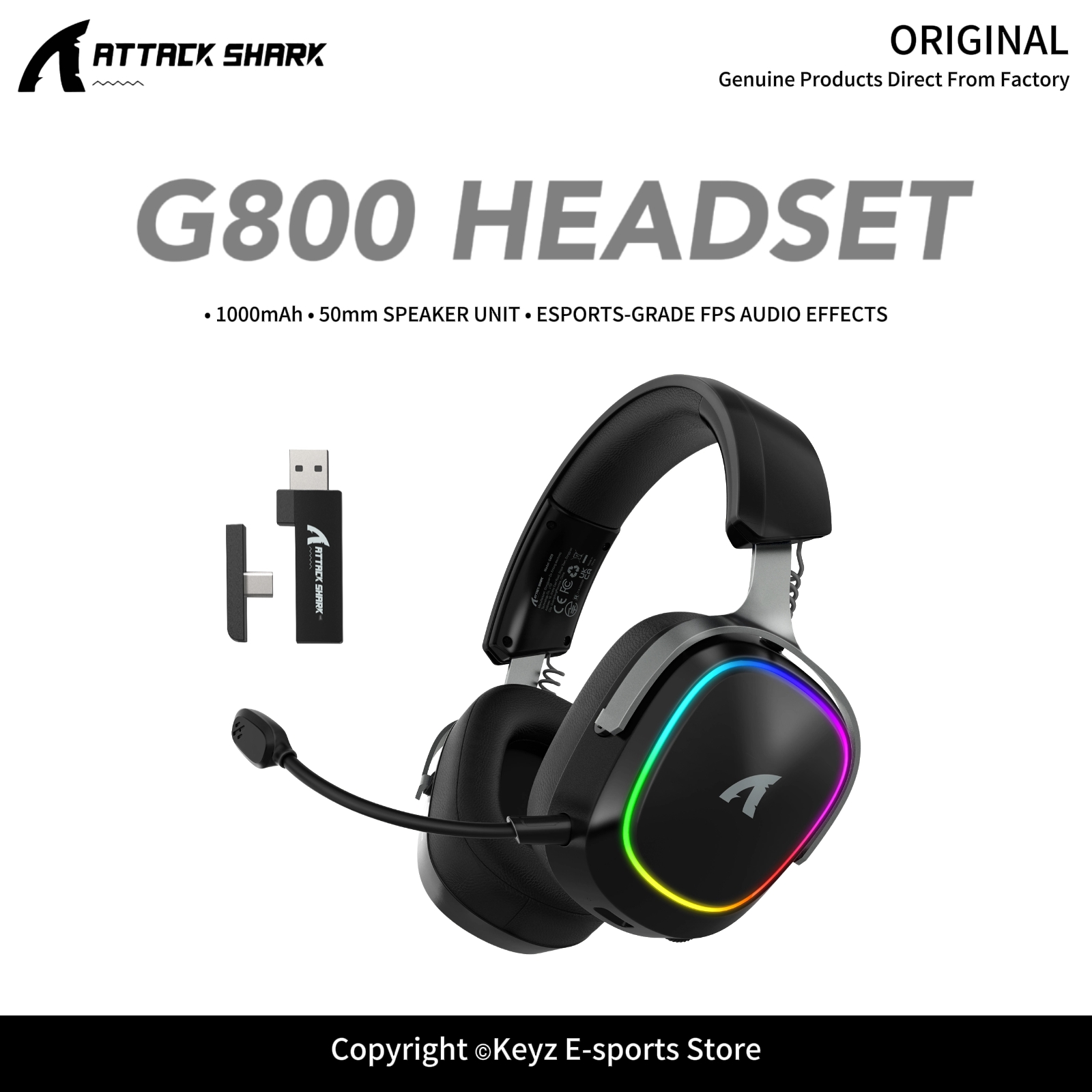 Gaming Headset Rgb - Fone de Ouvido Gamer Sem Fio