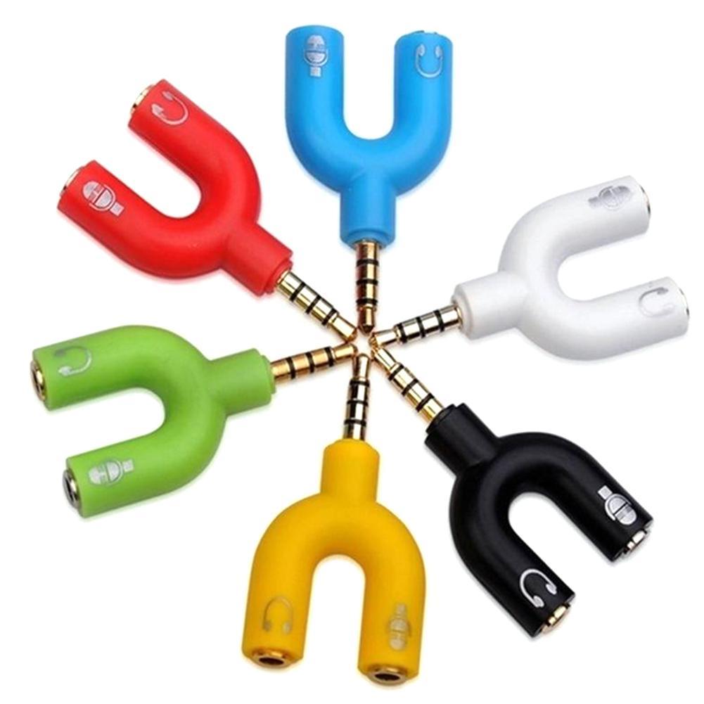 Earphone Splitter Jack - 1pc duplo 3.5mm tipo u adaptador