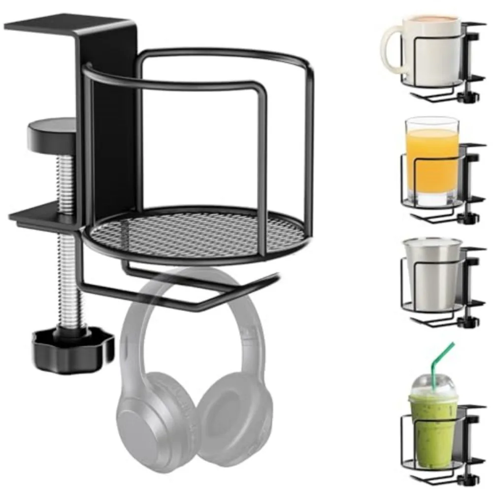 Suporte de copo ajustável 2 em - Headphone Stand Desk avaliação e preço