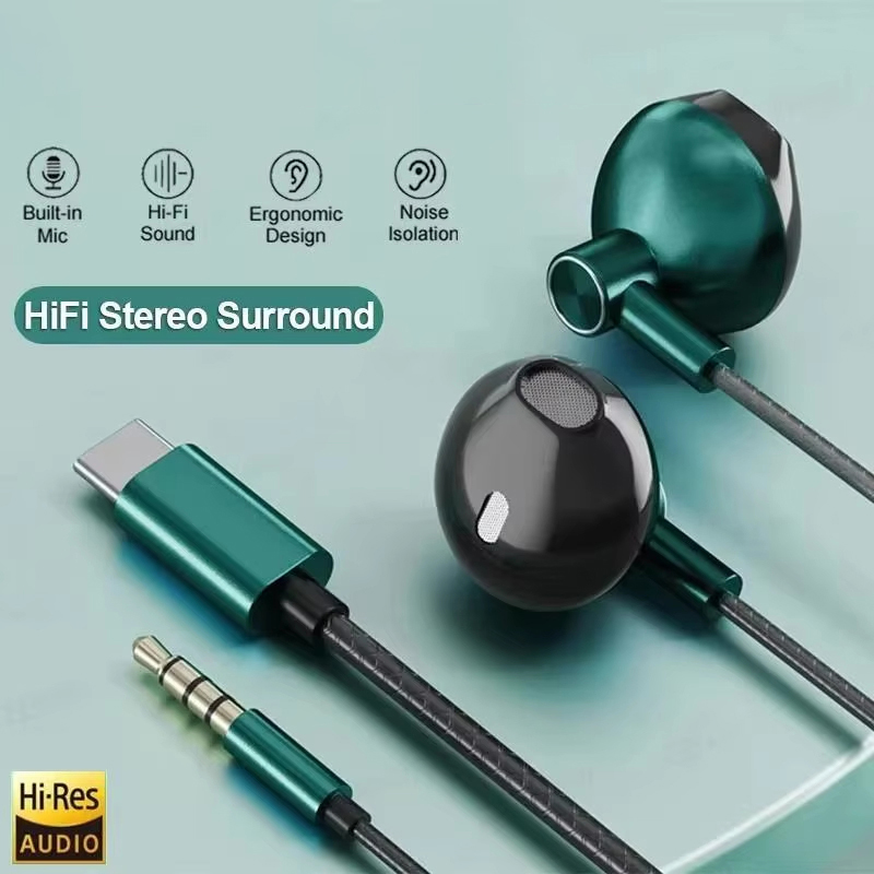 Tipo c 3.5mm alta fidelidade e - Wired Earphone Mic avaliação e preço