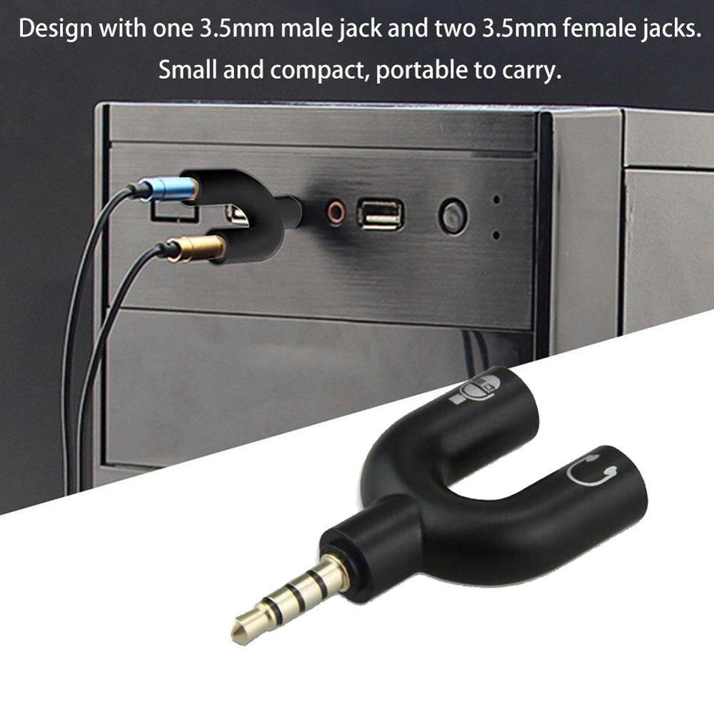 1pc duplo 3.5mm tipo u adaptad - Earphone Splitter Jack avaliação e preço