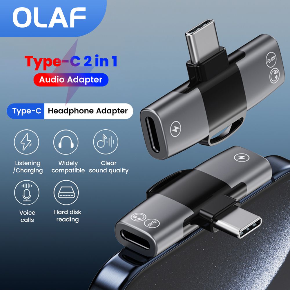2 em 1 tipo c adaptador de áud - Earphone Splitter Jack avaliação e preço